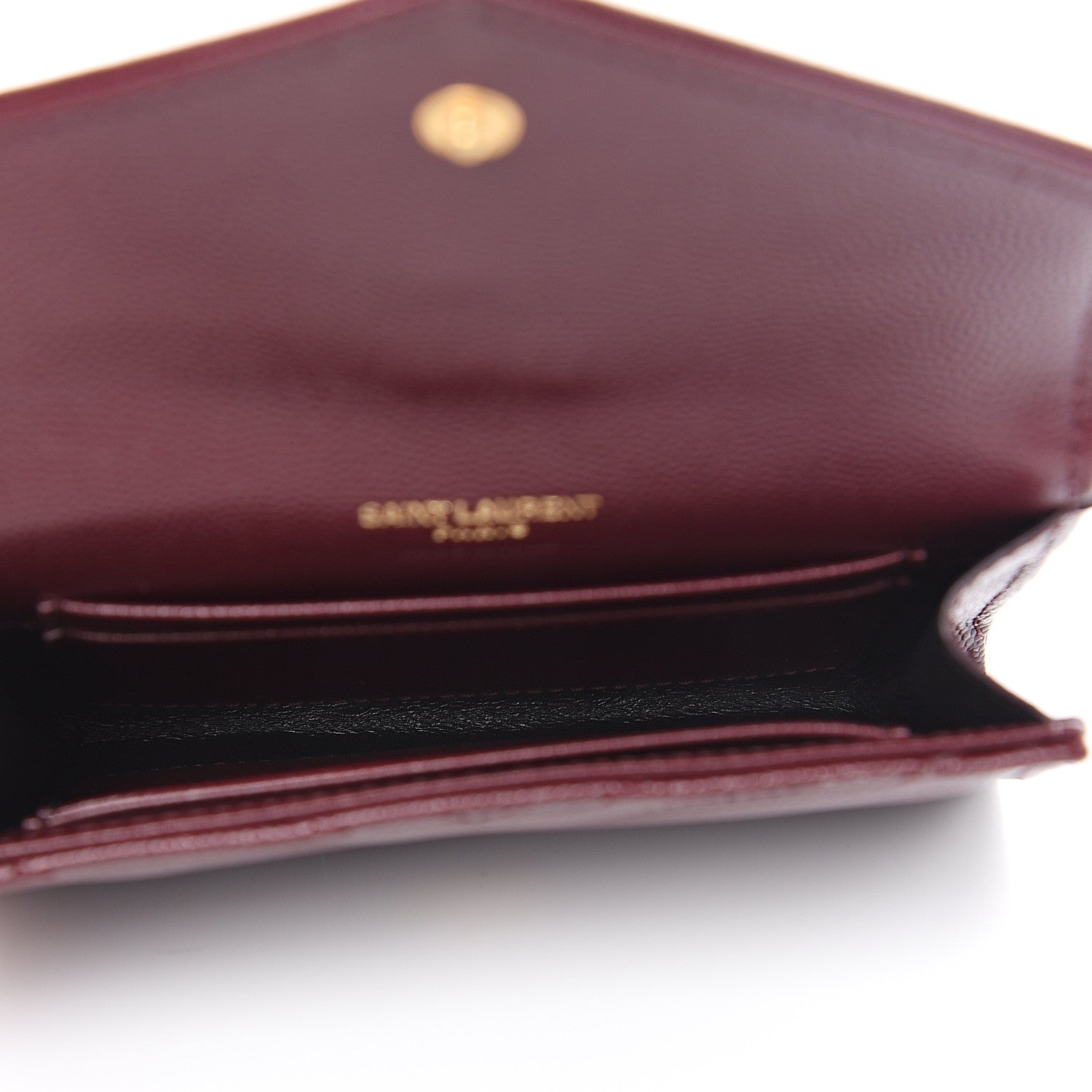 Saint Laurent Grain De Poudre Matelasse Chevron Small Monogram Envelope Wallet Burgundy 4 of 6