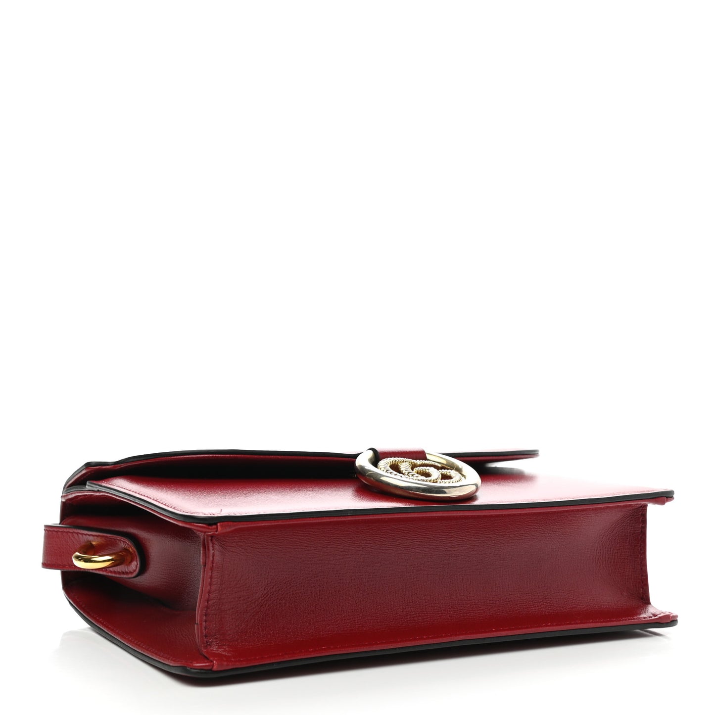 Textured Calfskin Small Torchon GG Ring Shoulder Bag New Cherry Red