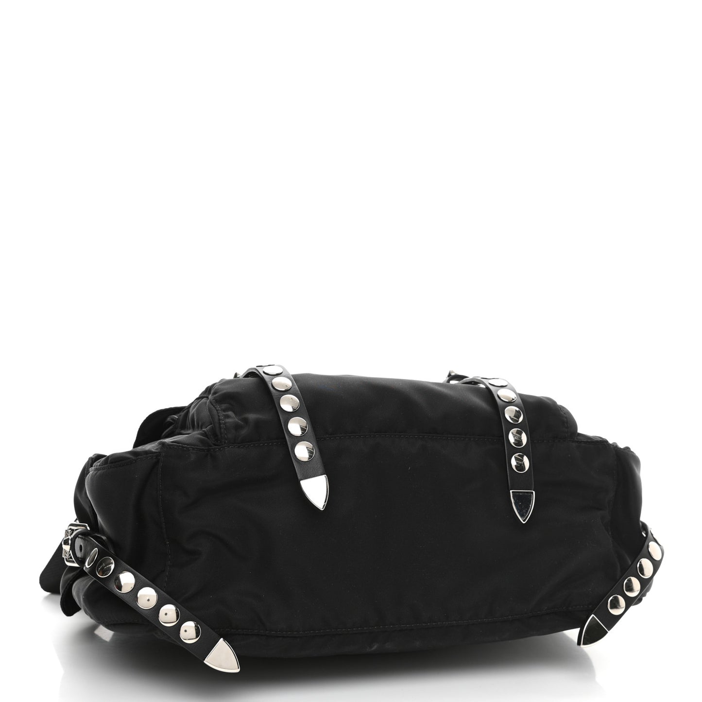 Nylon New Vela Studded Messenger Bag Black