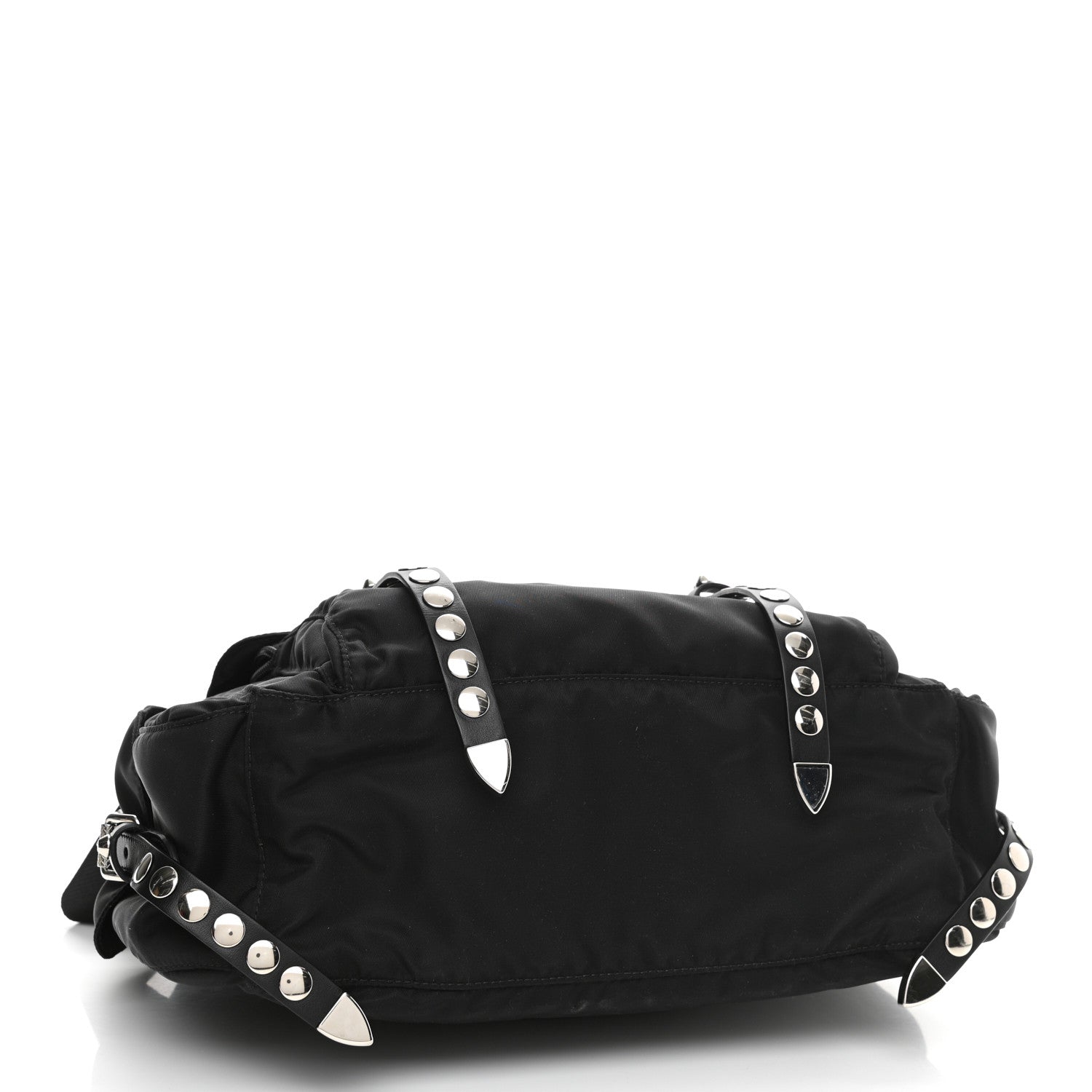 Prada Nylon New Vela Studded Messenger Bag Black 3 of 8
