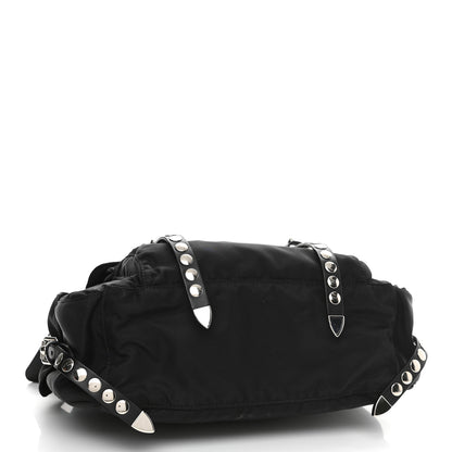 Prada Nylon New Vela Studded Messenger Bag Black 3 of 8