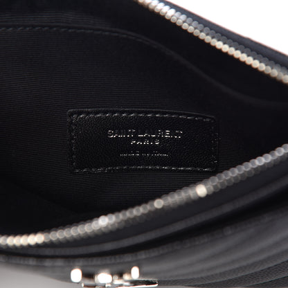 Saint Laurent Grain De Poudre Chevron Monogram Bill Pouch Black 6 of 8