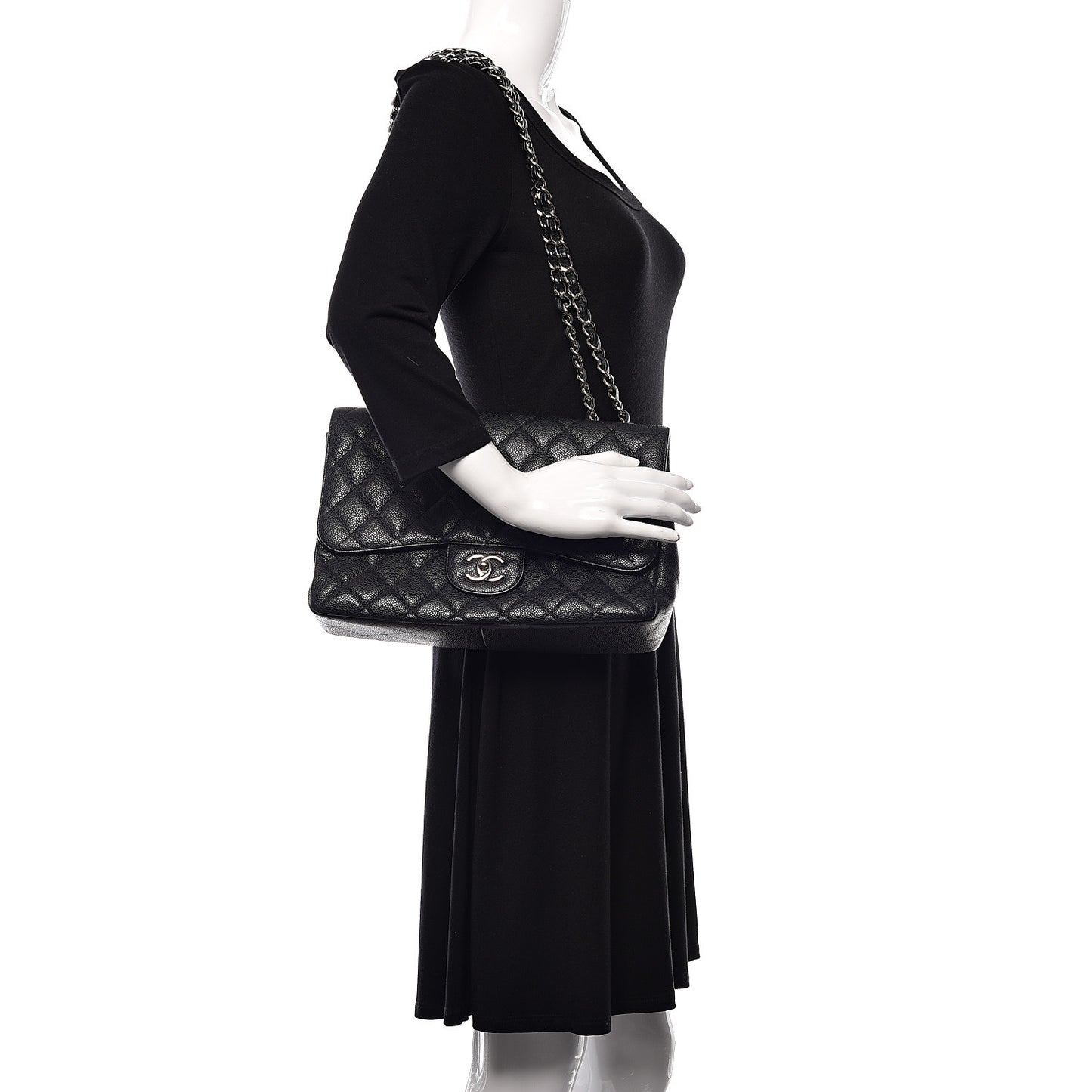 Caviar Quilted Jumbo Single Flap Black