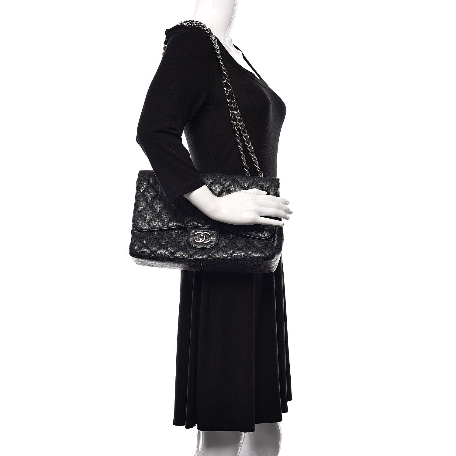 Chanel Caviar Quilted Jumbo Single Flap Black 2 of 10