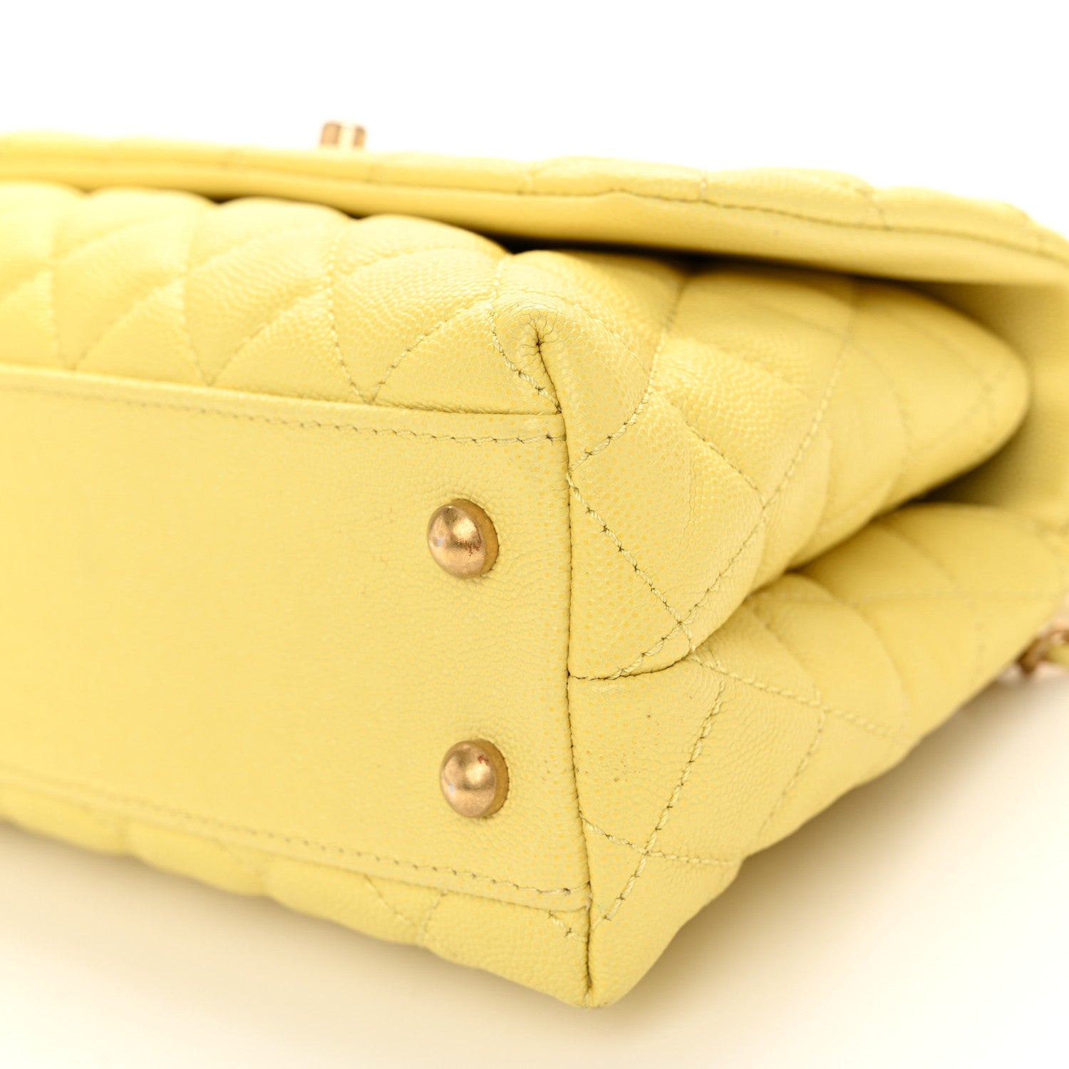Chanel Caviar Quilted Mini Coco Handle Flap Yellow 10 of 10