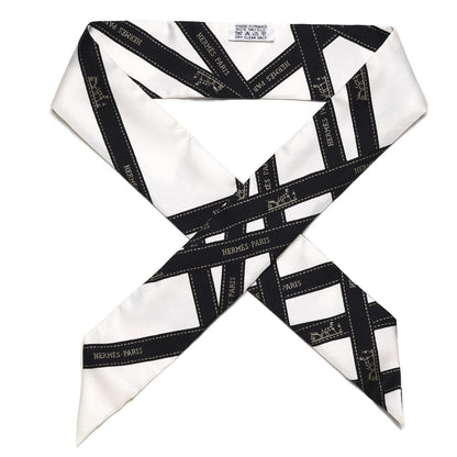 Hermes Silk Bolduc Twilly White Black 1 of 5