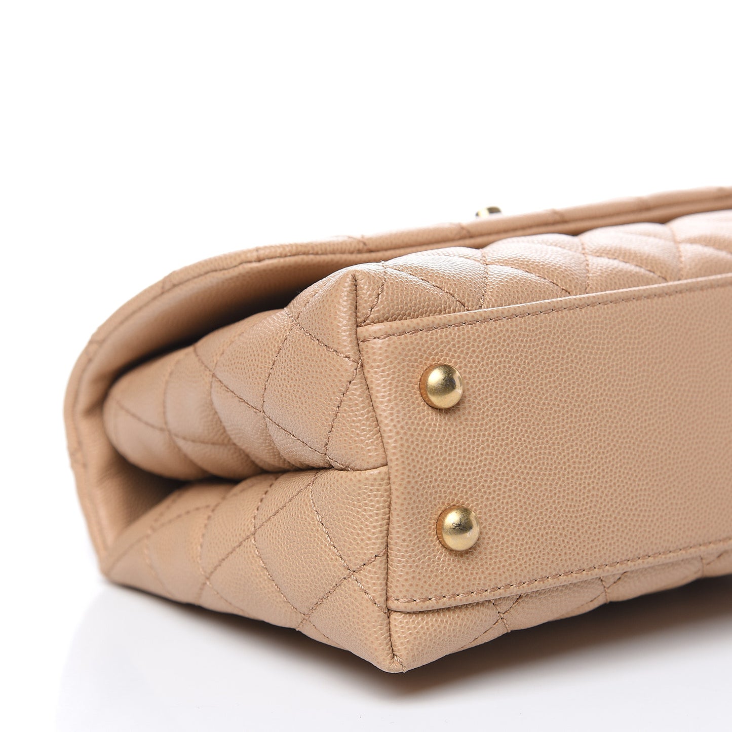 Caviar Quilted Mini Coco Handle Flap Beige