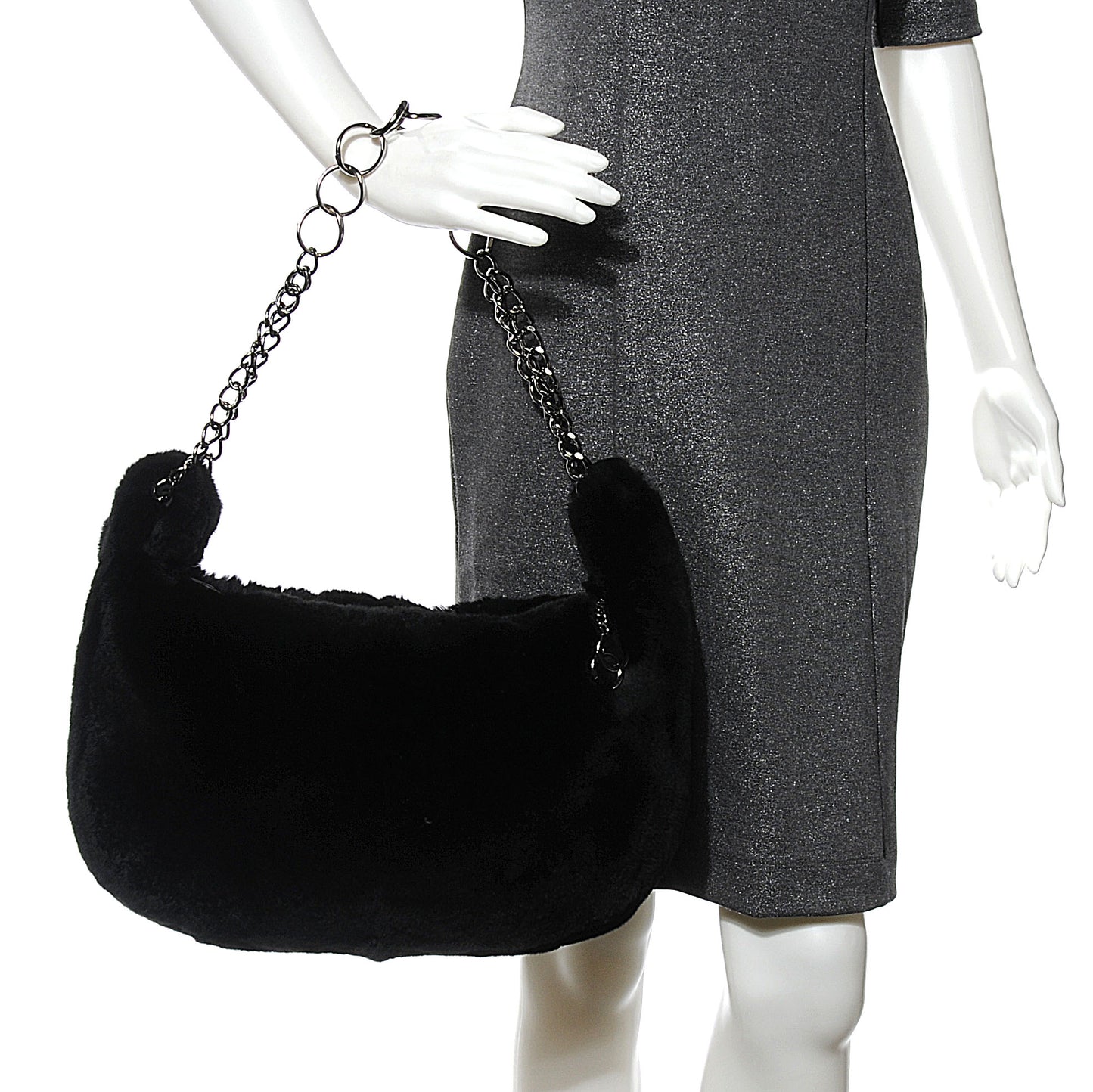 Rabbit Fur Hobo Black