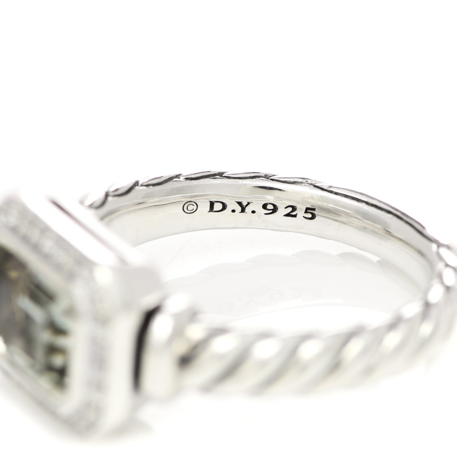 David Yurman Sterling Silver Diamond Prasiolite 8.5mm Novella Ring 52 6 5 of 6