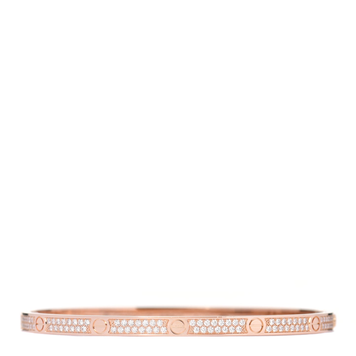 18K Pink Gold Diamond Small LOVE Paved Bracelet 17