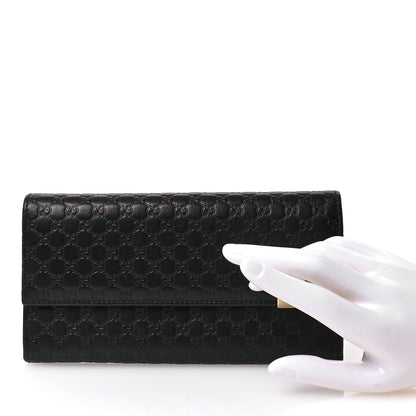 Gucci Soft Microguccissma Dice Continental Flap Wallet Black 2 of 7