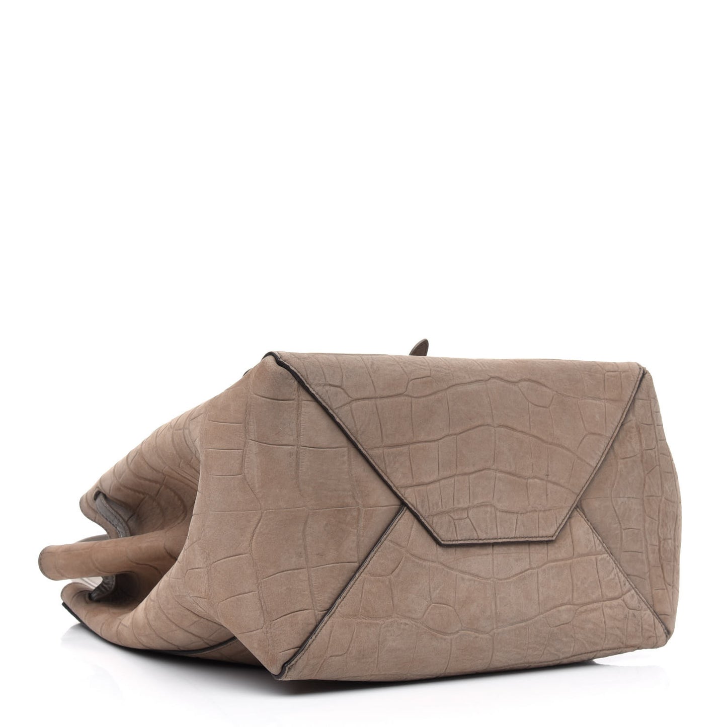 Crocodile Embossed Nubuck Small Belt Cabas Phantom Beige