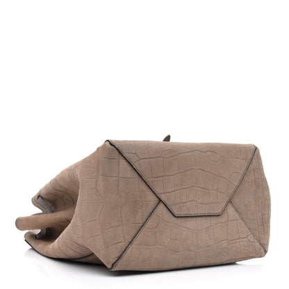 Celine Crocodile Embossed Nubuck Small Belt Cabas Phantom Beige 4 of 33