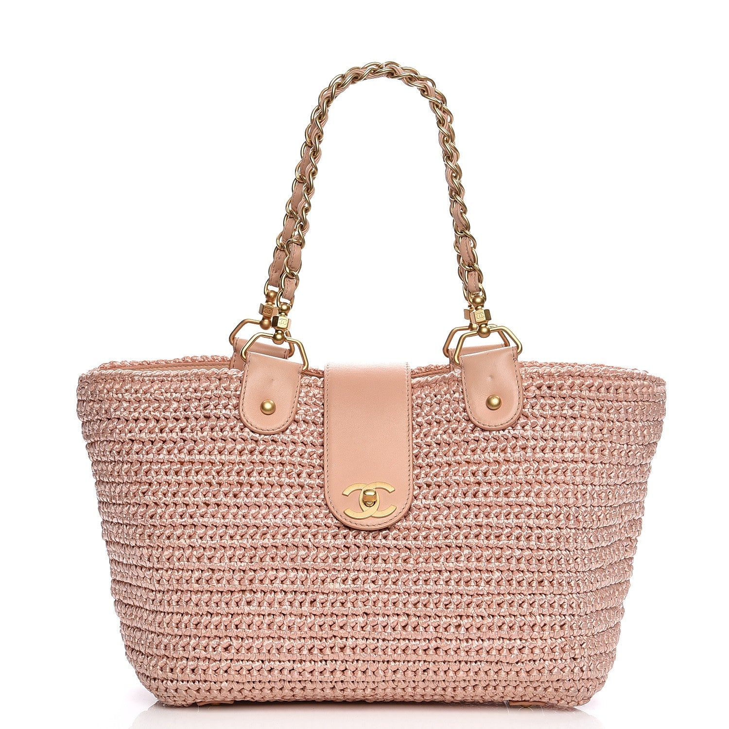 Chanel Straw Raffia Tote Pink 1 of 16