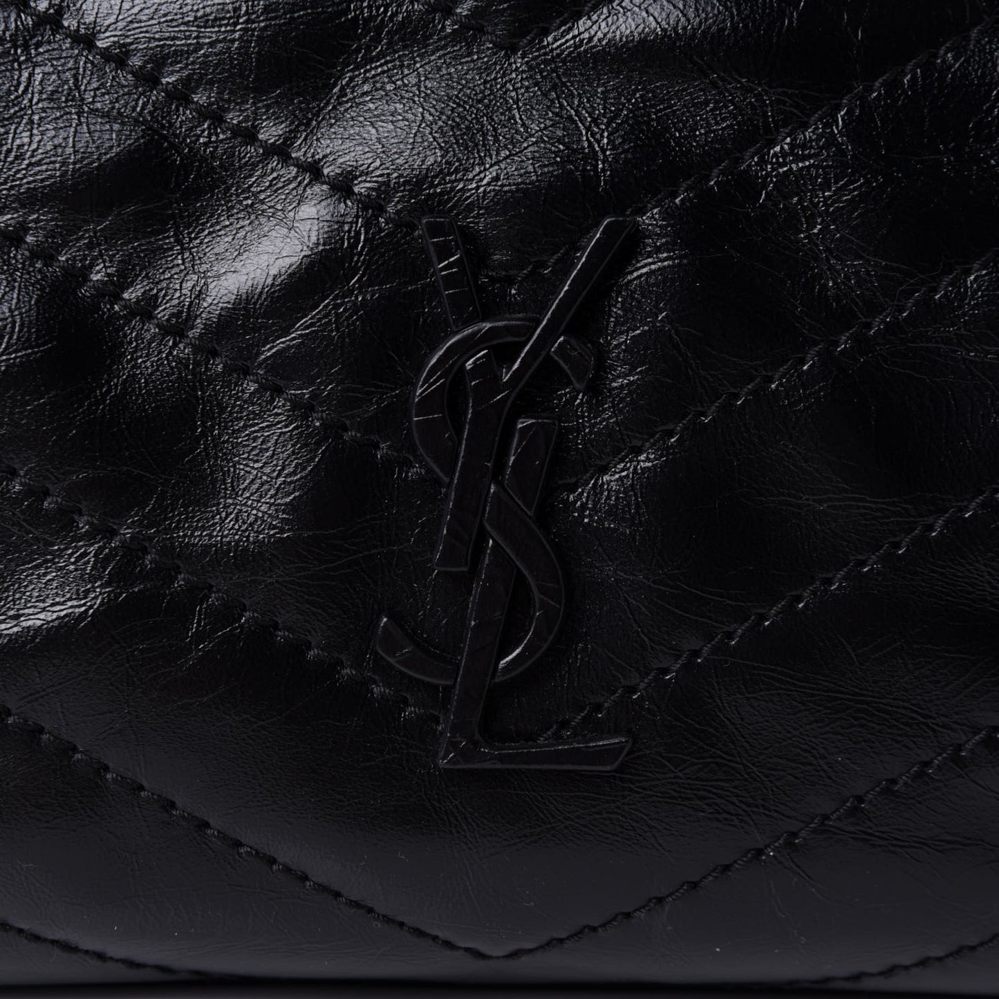 Crinkled Calfskin Matelasse Monogram Niki Shoulder Bag Black
