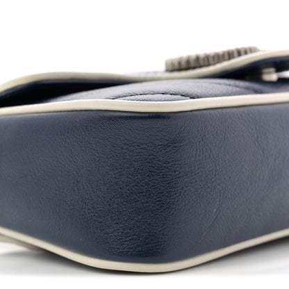 Gucci Vintage Effect Calfskin Matelasse Diagonal Super Mini Torchon GG Marmont Shoulder Bag Blue Agata Mystic White 9 of 10