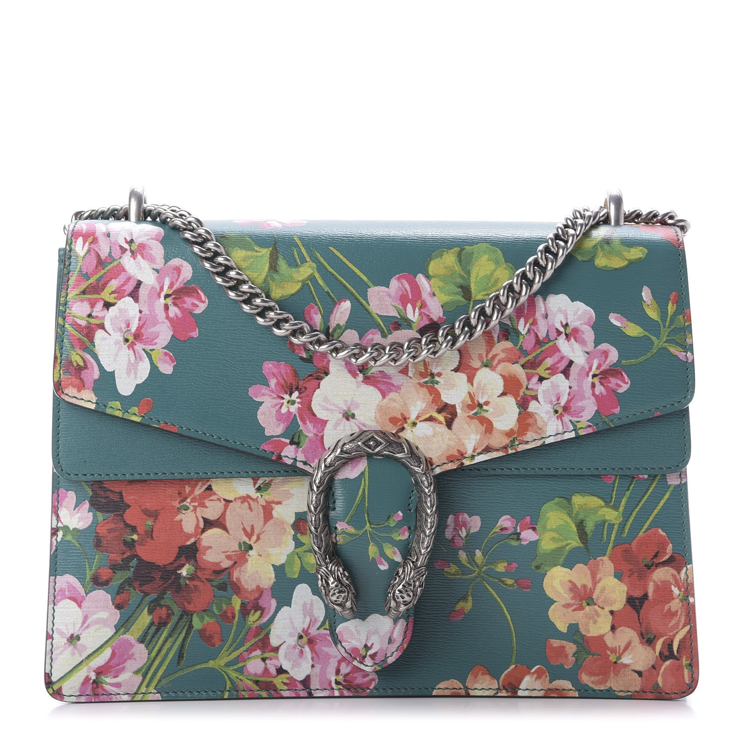 Gucci Calfskin Blooms Print Medium Dionysus Shoulder Bag Bright Emerald Multicolor 1 of 9