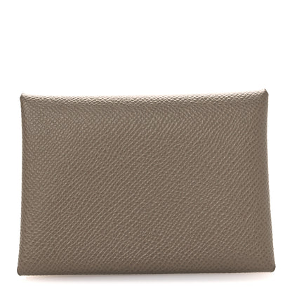 Hermes Epsom Calvi Duo Card Case Etoupe 1 of 9
