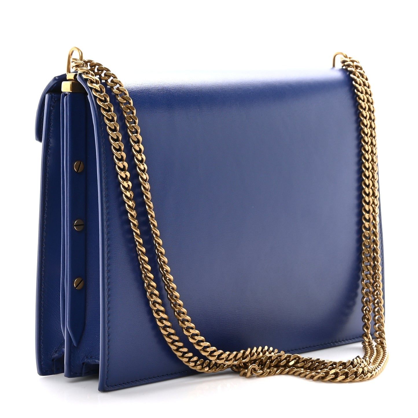 Smooth Calfskin Suede Monogram Cassandra Clasp Bag Bleu Saphir