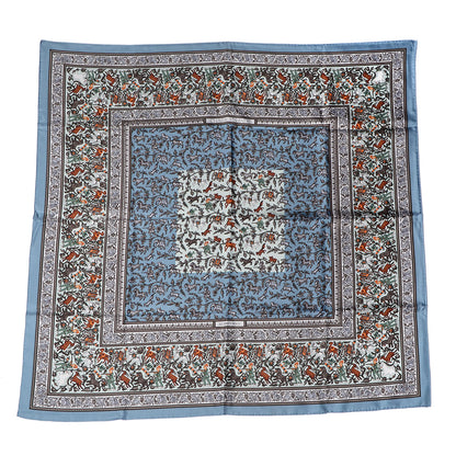 Hermes Silk Chasse En Inde Scarf 90 Gris Bleuete Vert De Gris Bleu 2 of 6