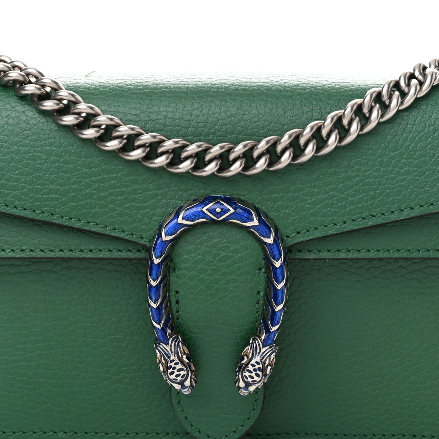 Dollar Calfskin Enamel Small Dionysus Shoulder Bag Emerald Electric Blue