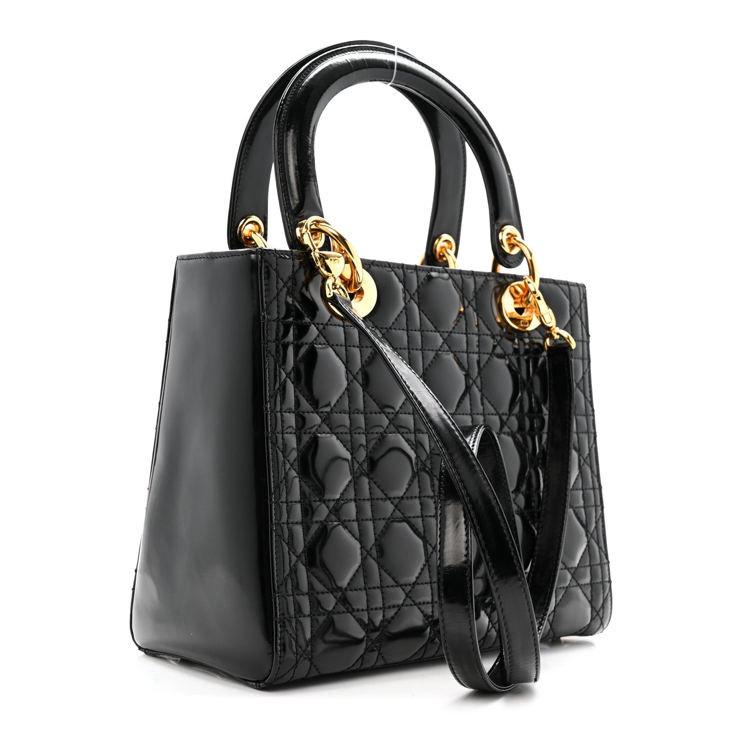 Christian Dior Patent Cannage Medium Lady Dior Black 1835511