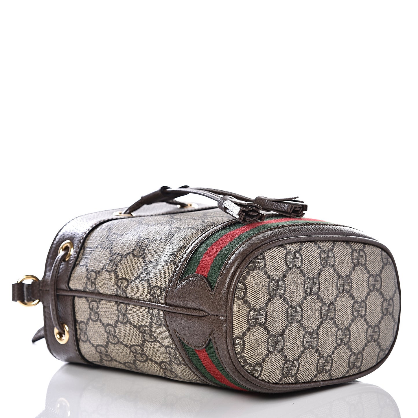 GG Supreme Monogram Web Mini Ophidia Bucket Bag Brown