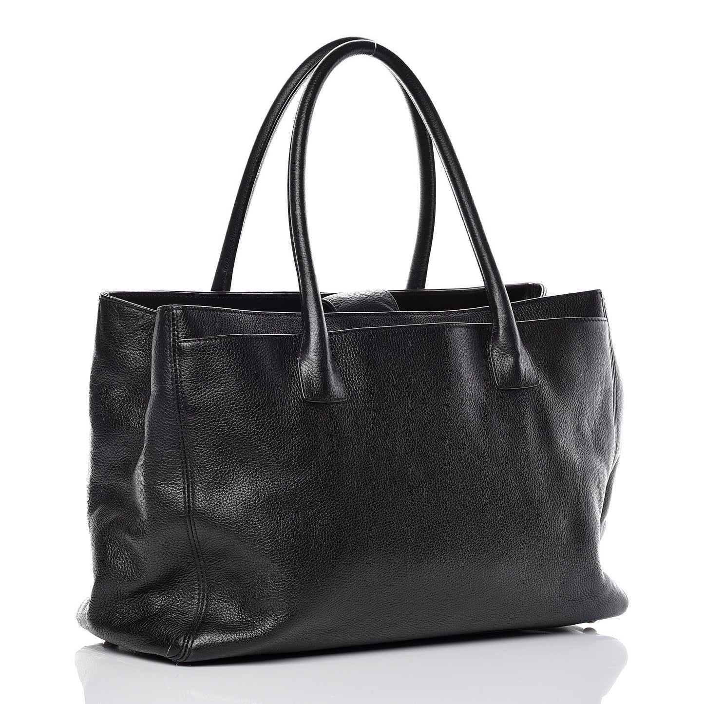 Calfskin Cerf Executive Shopper Tote Black