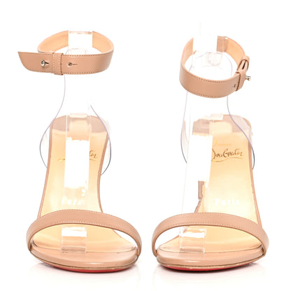 Christian Louboutin Nappa Shiny PVC Jonatina 100 Sandals 38.5 Nude 2 of 9