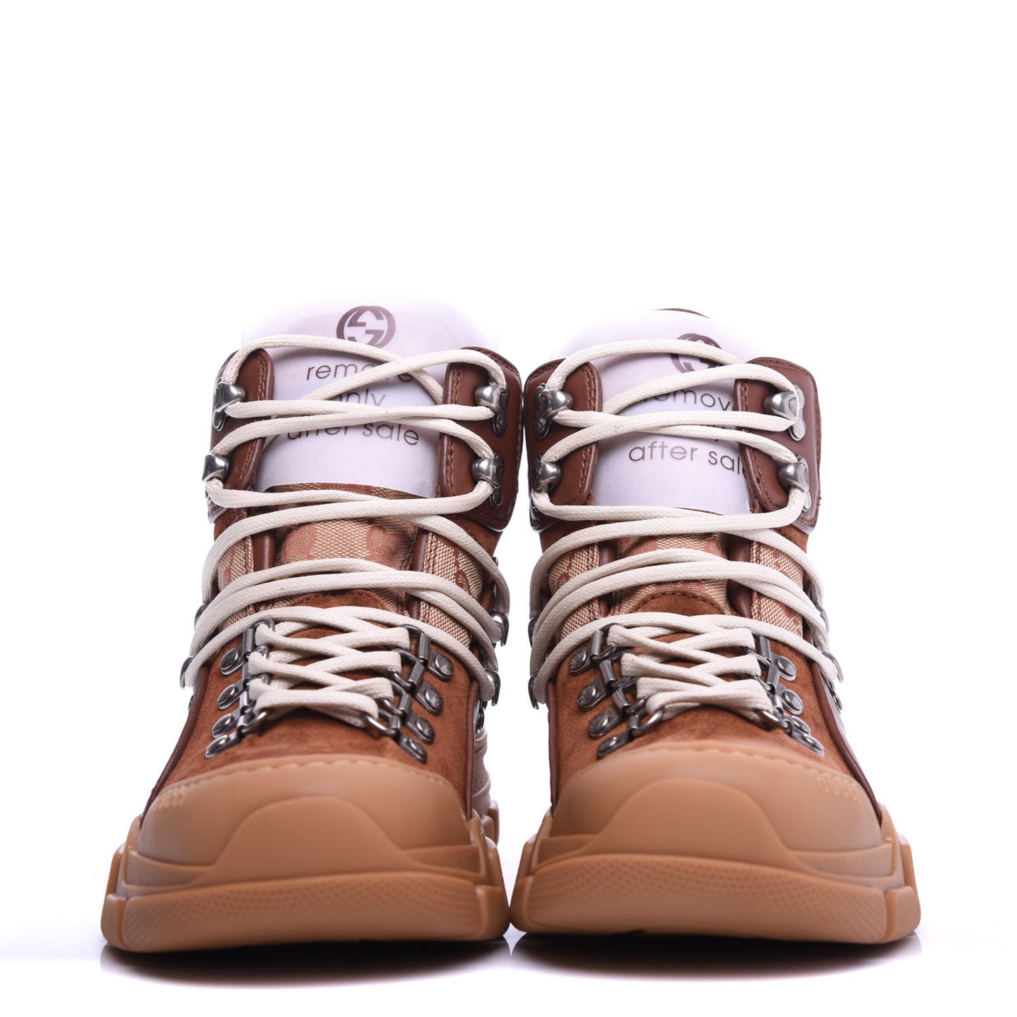 X SEGA Suede Calfskin GG Monogram Womens Flashtrek High-Top Sneakers 36 New Cuir Beige Ruggine