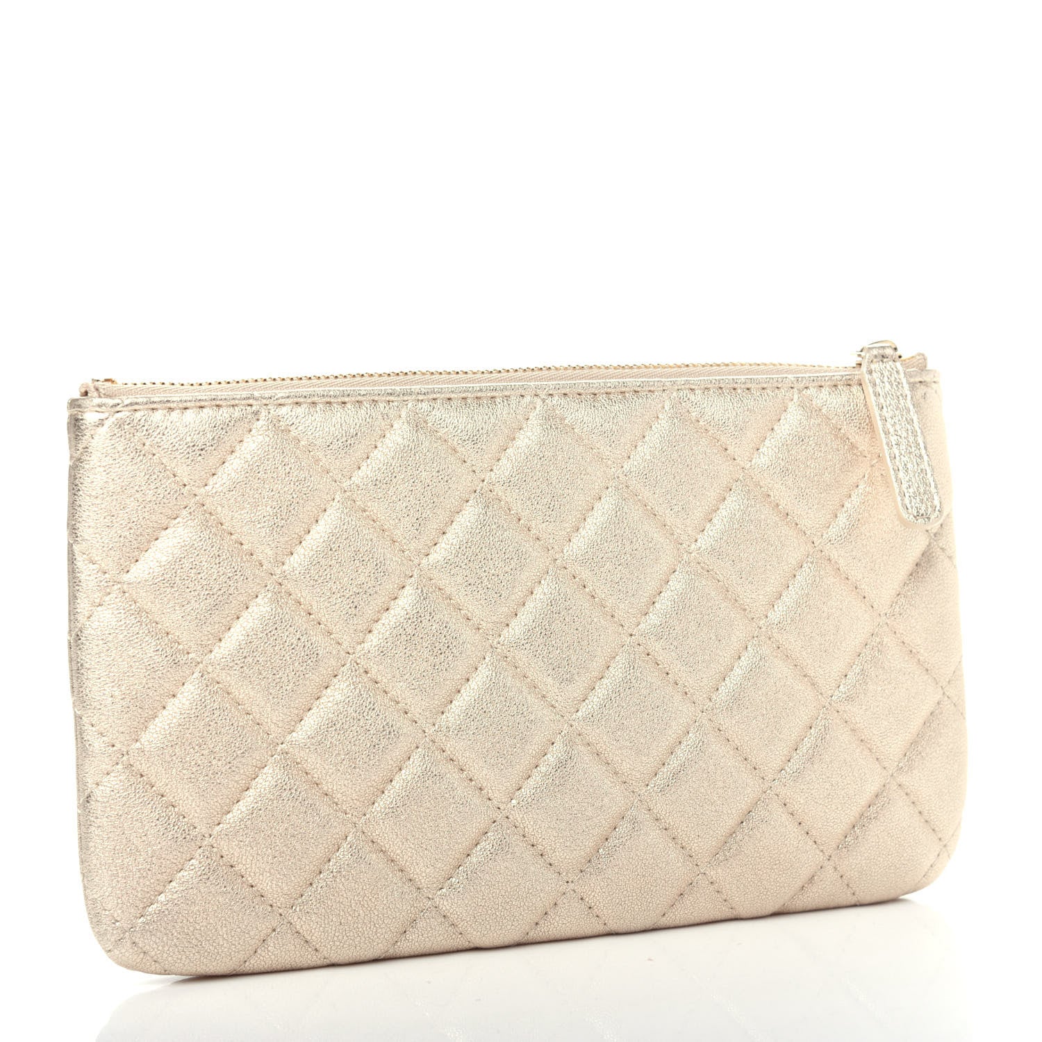 Chanel Metallic Lambskin Quilted Cosmetic Case Gold 3 of 8