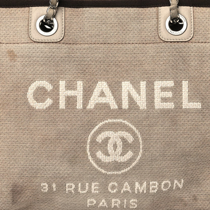 Chanel Mixed Fibers Calfskin Small Deauville Tote Beige Brown 7 of 15