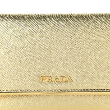 Prada Saffiano Metal Bar Flap Wallet Platino 9 of 10