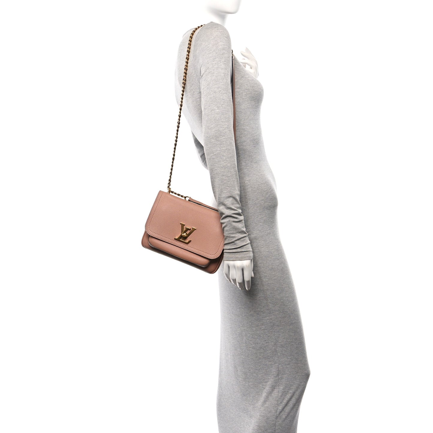 Grained Calfskin Lockme Chain Bag PM Rose Silk