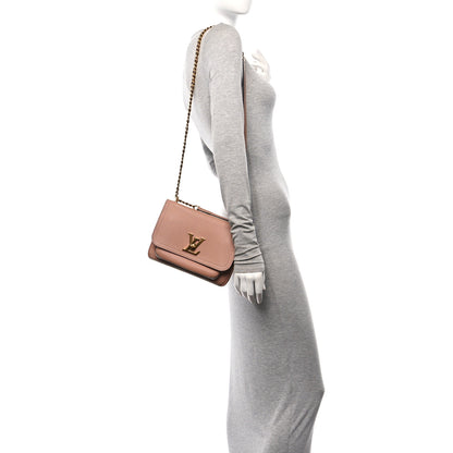 Louis Vuitton Grained Calfskin Lockme Chain Bag PM Rose Silk 2 of 13
