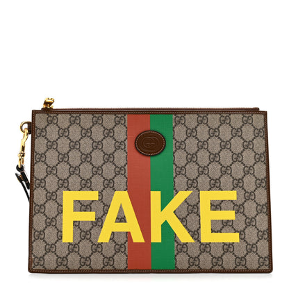 Gucci GG Supreme Monogram Fake/Not Interlocking G Documents Holder Beige Brown Sugar 1 of 7