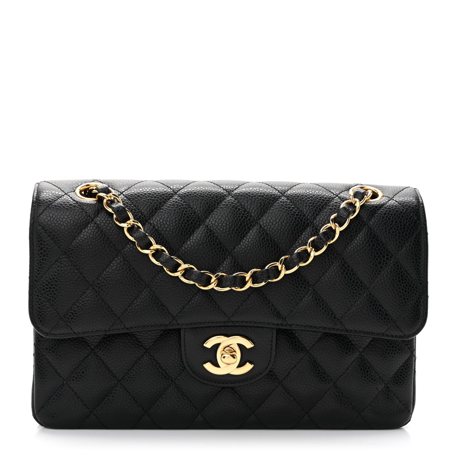Caviar Quilted Small Double Flap Black