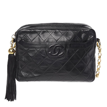 Chanel Lambskin Quilted CC Tassel Camera Case Black 1 of 13