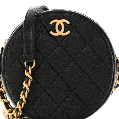 Chanel Caviar Quilted Small Round Bag With Chain Black 8 of 11