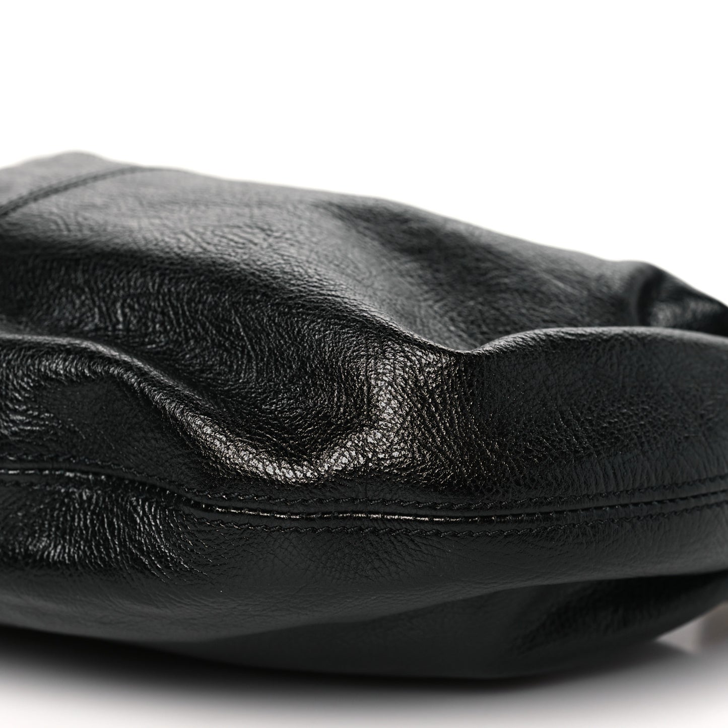 Grained Calfskin Small Bracelet Hobo Bag Black