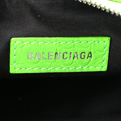 Balenciaga Extra Supple Calfskin Crocodile Embossed Le Cagole Shoulder Bag XS Acid Green 7 of 11