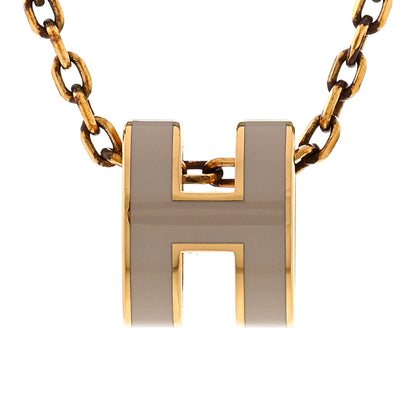 Hermes Lacquered Gold Mini Pop H Pendant Necklace Marron Glace 4 of 7