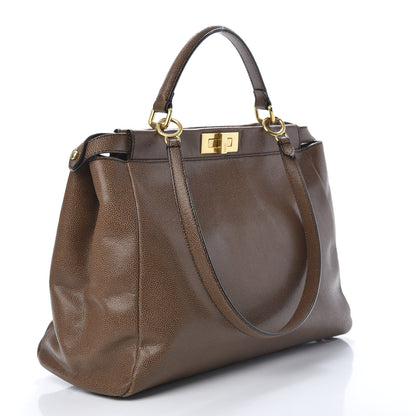 Fendi Patent Large Peekaboo Iconic Satchel Brown 3 of 17