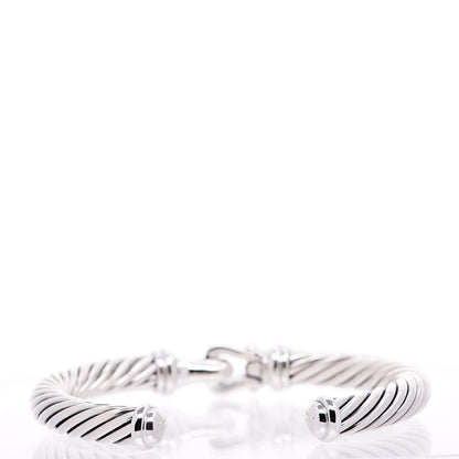 David Yurman Sterling Silver Diamond 7mm Cable Buckle Cuff Bracelet 3 of 7