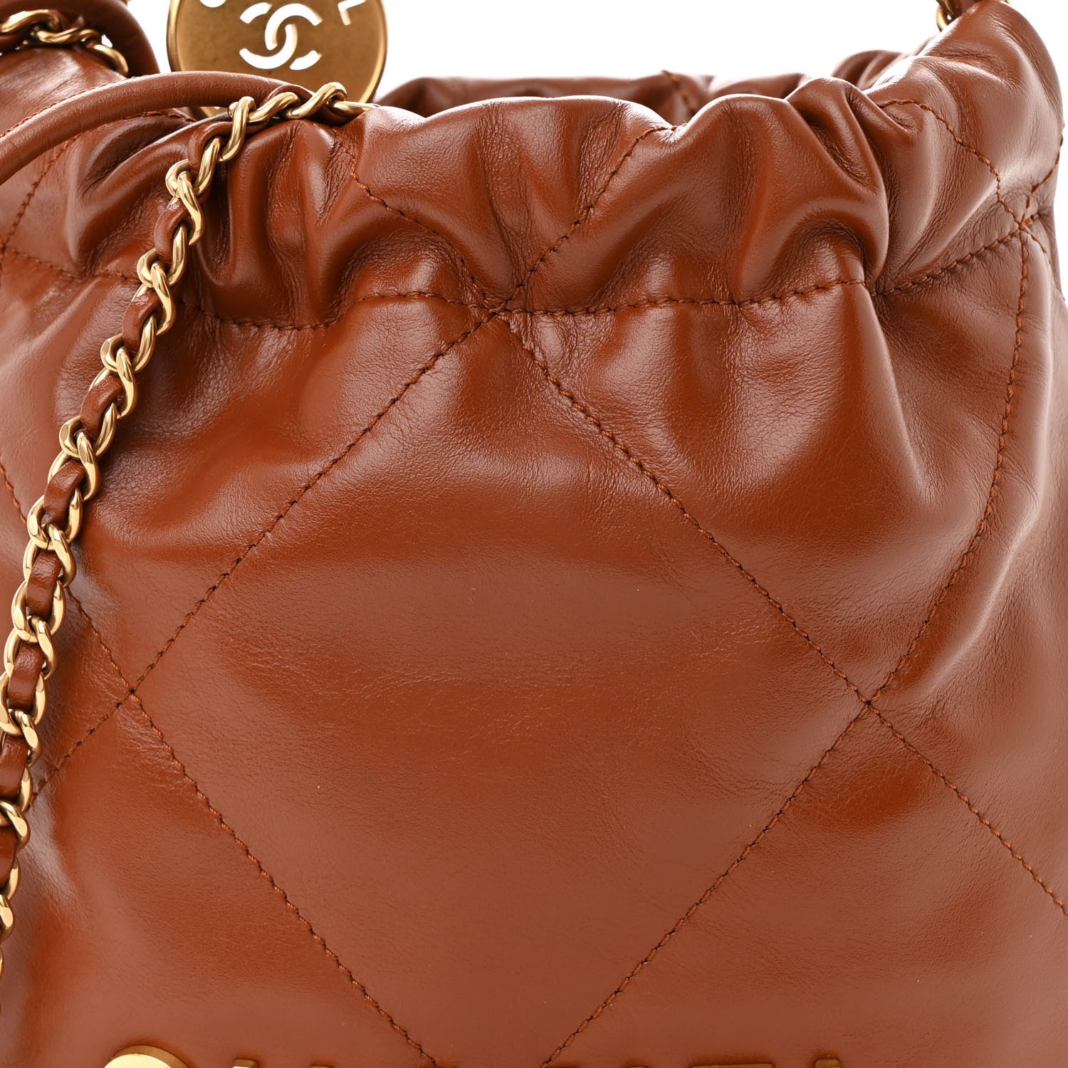 Chanel Shiny Calfskin Quilted Mini Chanel 22 Light Brown 8 of 11