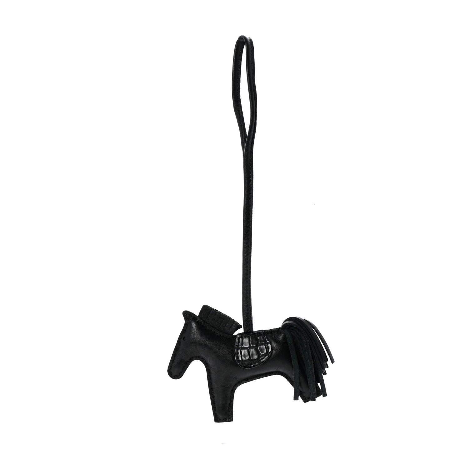 Milo Lambskin Matte Alligator Touch Grigri Rodeo Horse Bag Charm PM So Black