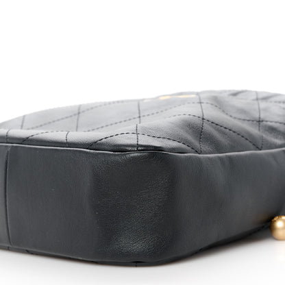 Chanel Calfskin Quilted Drawstring Bucket Bag Black 10 of 11