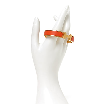 Hermes Matte Enamel Narrow Clic Clac HH Bracelet T4 Orange 2 of 5