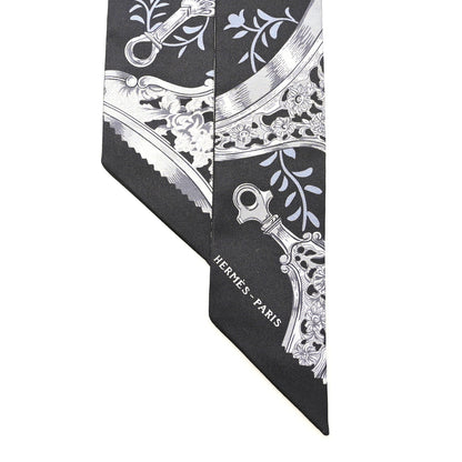 Hermes Silk Etriers Remix Twilly Black Ciel Argent 2 of 4