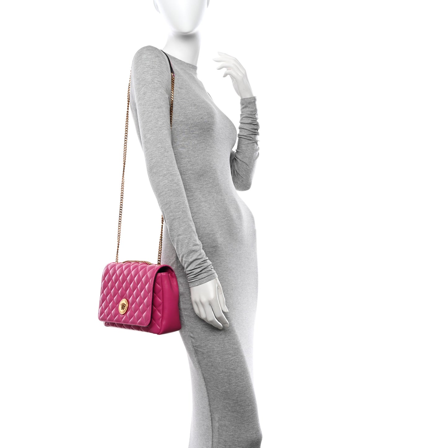 Nappa Quilted Medusa Chain Crossbody Pink